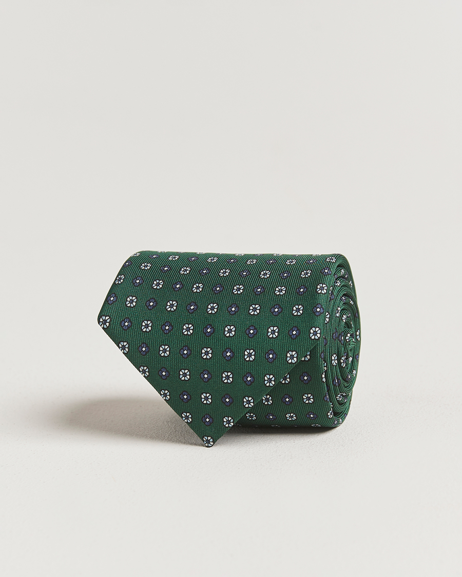 Herre | Slips | E. Marinella | 3-Fold Printed Silk Tie Dark Green