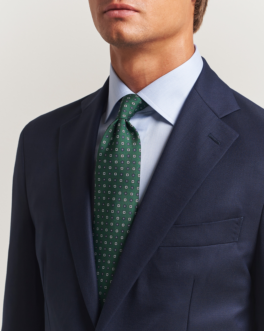 Herre | Slips | E. Marinella | 3-Fold Printed Silk Tie Dark Green