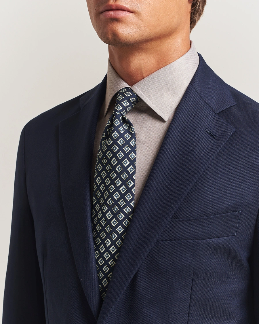 Herre | Slips | E. Marinella | Archivio 3-Fold Printed Silk Tie Navy