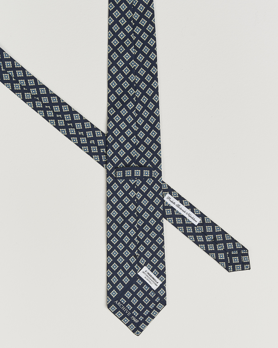 Herre | Slips | E. Marinella | Archivio 3-Fold Printed Silk Tie Navy