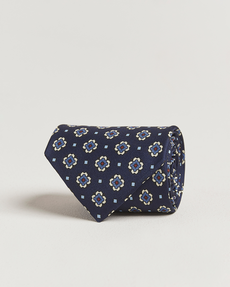Herre | Slips | E. Marinella | Archivio 3-Fold Printed Silk Tie Navy
