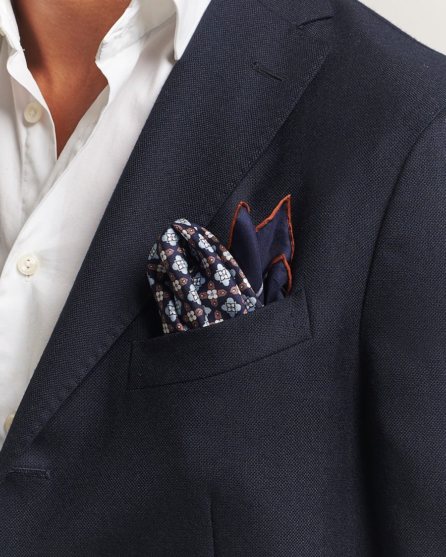 Herre | Lommeklude | E. Marinella | Silk Pocket Square Navy
