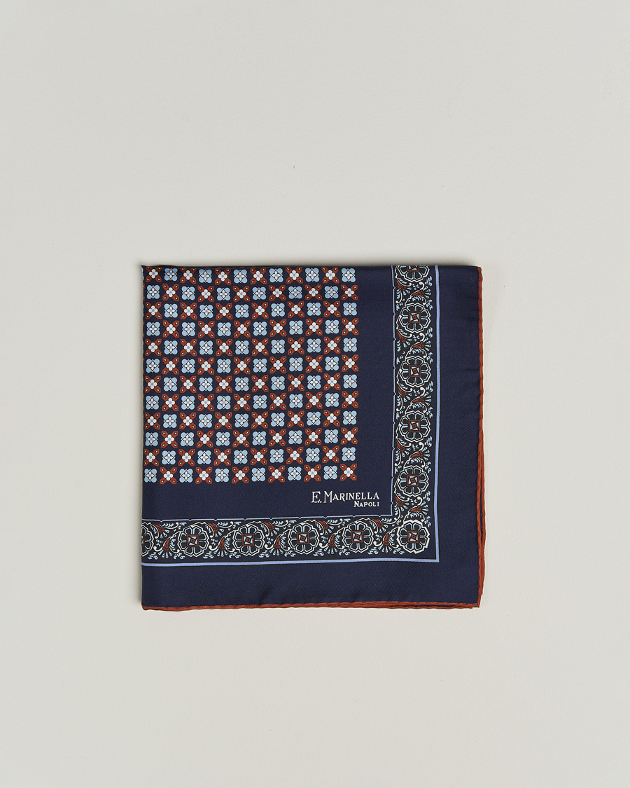 Herre | Lommeklude | E. Marinella | Silk Pocket Square Navy