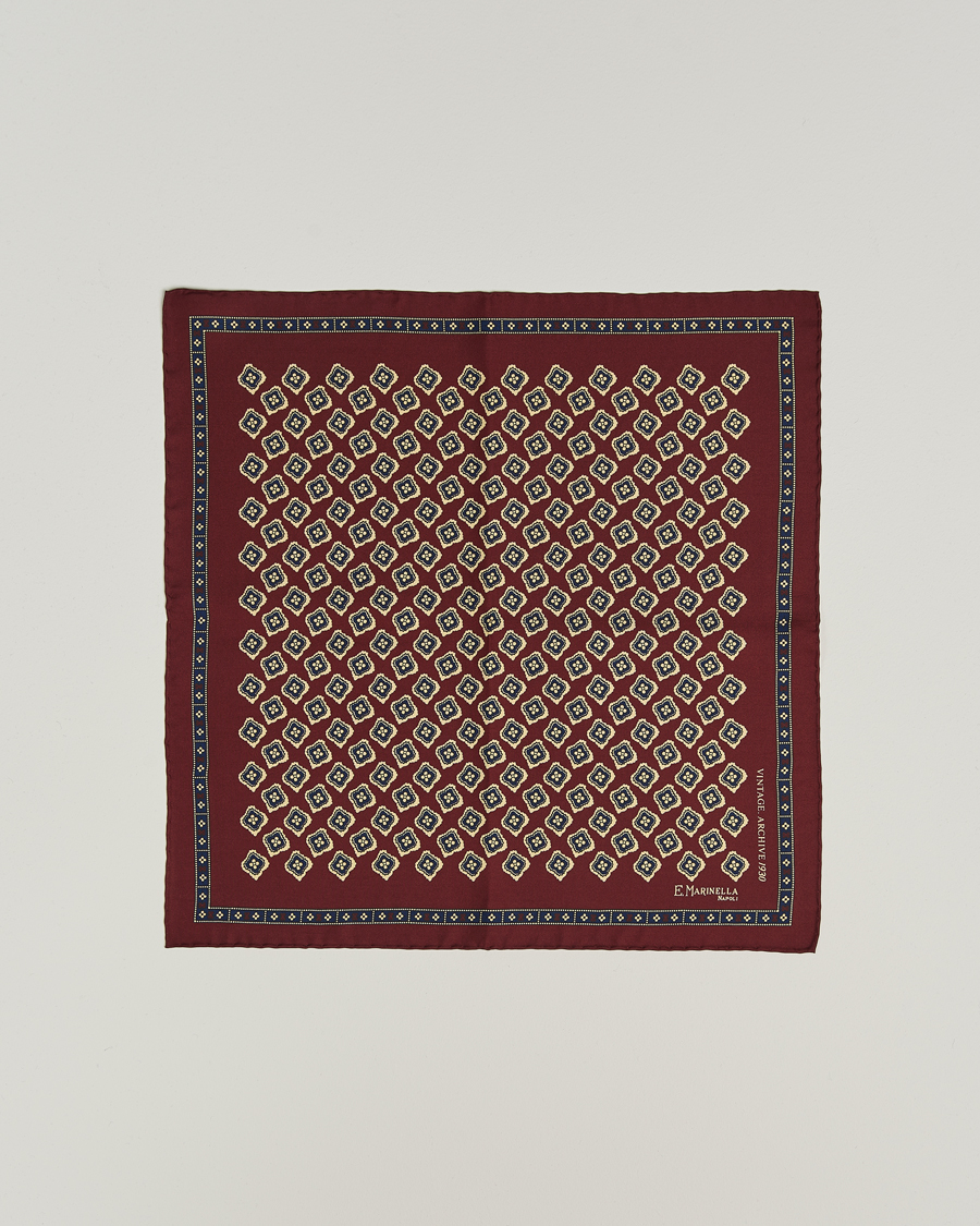 Herre | Lommeklude | E. Marinella | Archivio Silk Pocket Square Burgundy
