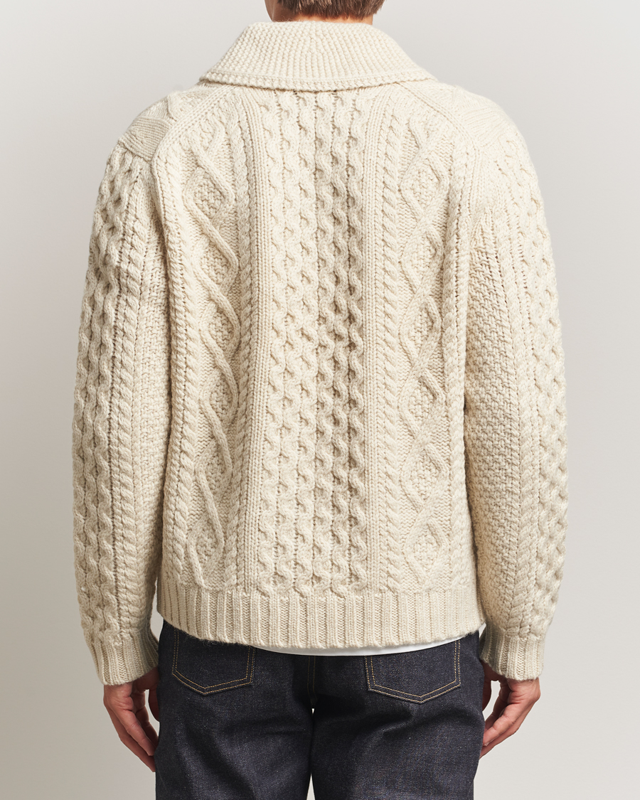 Herre | Trøjer | Morris | Cornwall Cable Full Zip Jacket OfF White