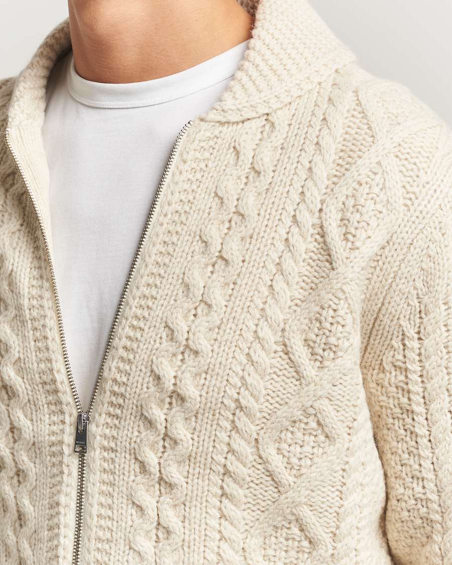 Herre | Trøjer | Morris | Cornwall Cable Full Zip Jacket OfF White