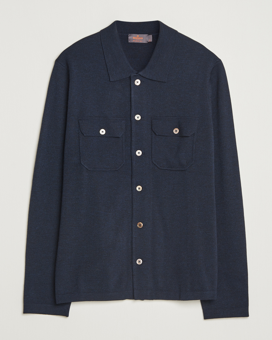Herre | Skjorter | Morris | Merino Walter Overshirt Navy