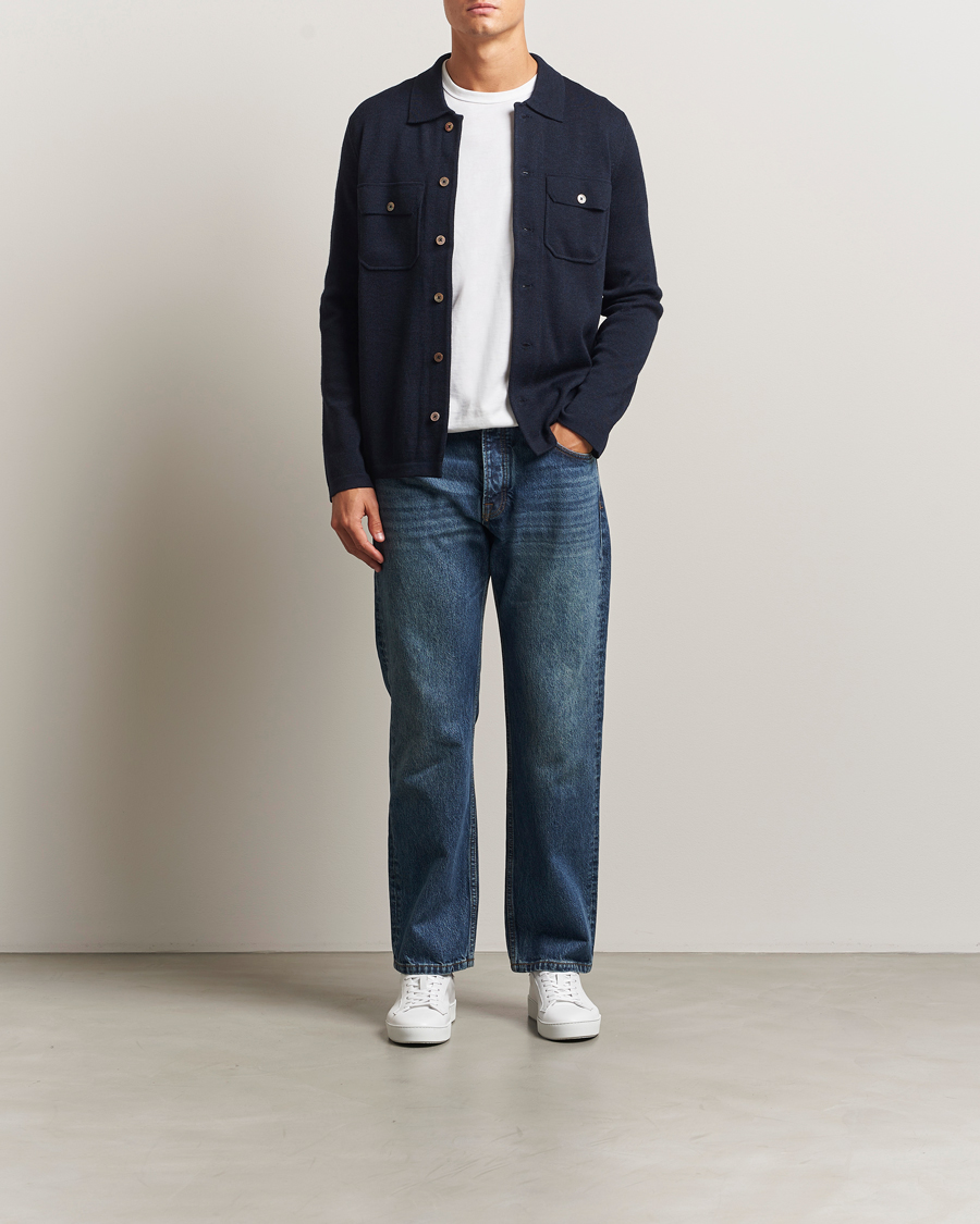 Herre | Skjorter | Morris | Merino Walter Overshirt Navy