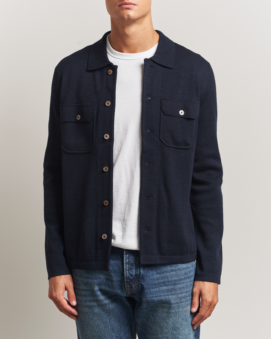 Herre | Skjorter | Morris | Merino Walter Overshirt Navy