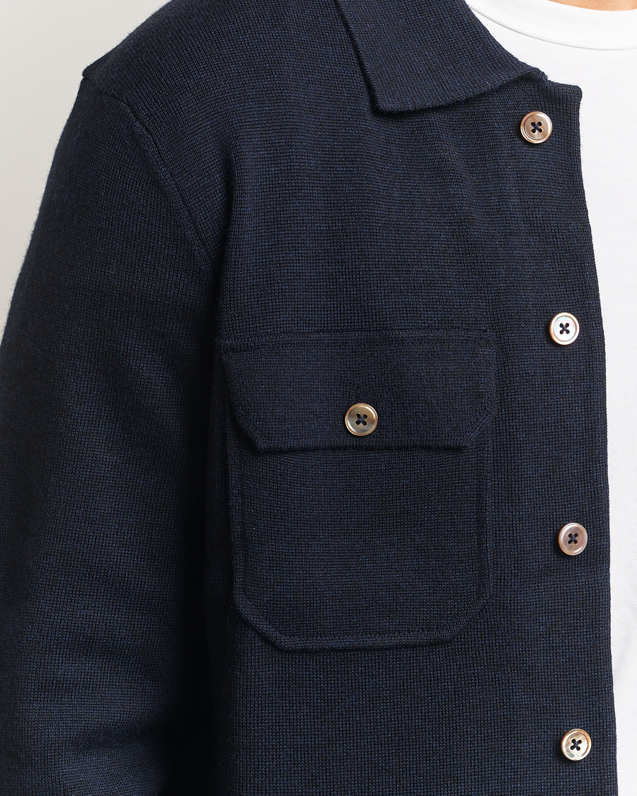 Herre | Skjorter | Morris | Merino Walter Overshirt Navy