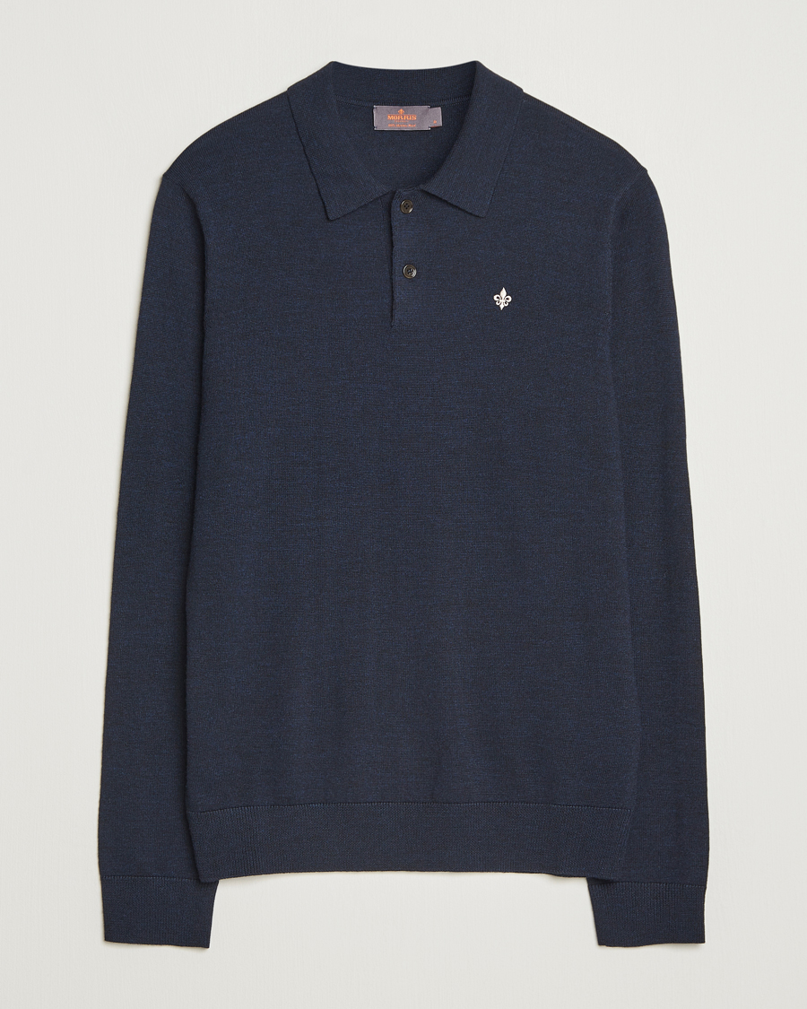 Herre | Trøjer | Morris | Merino Polo Knit Navy