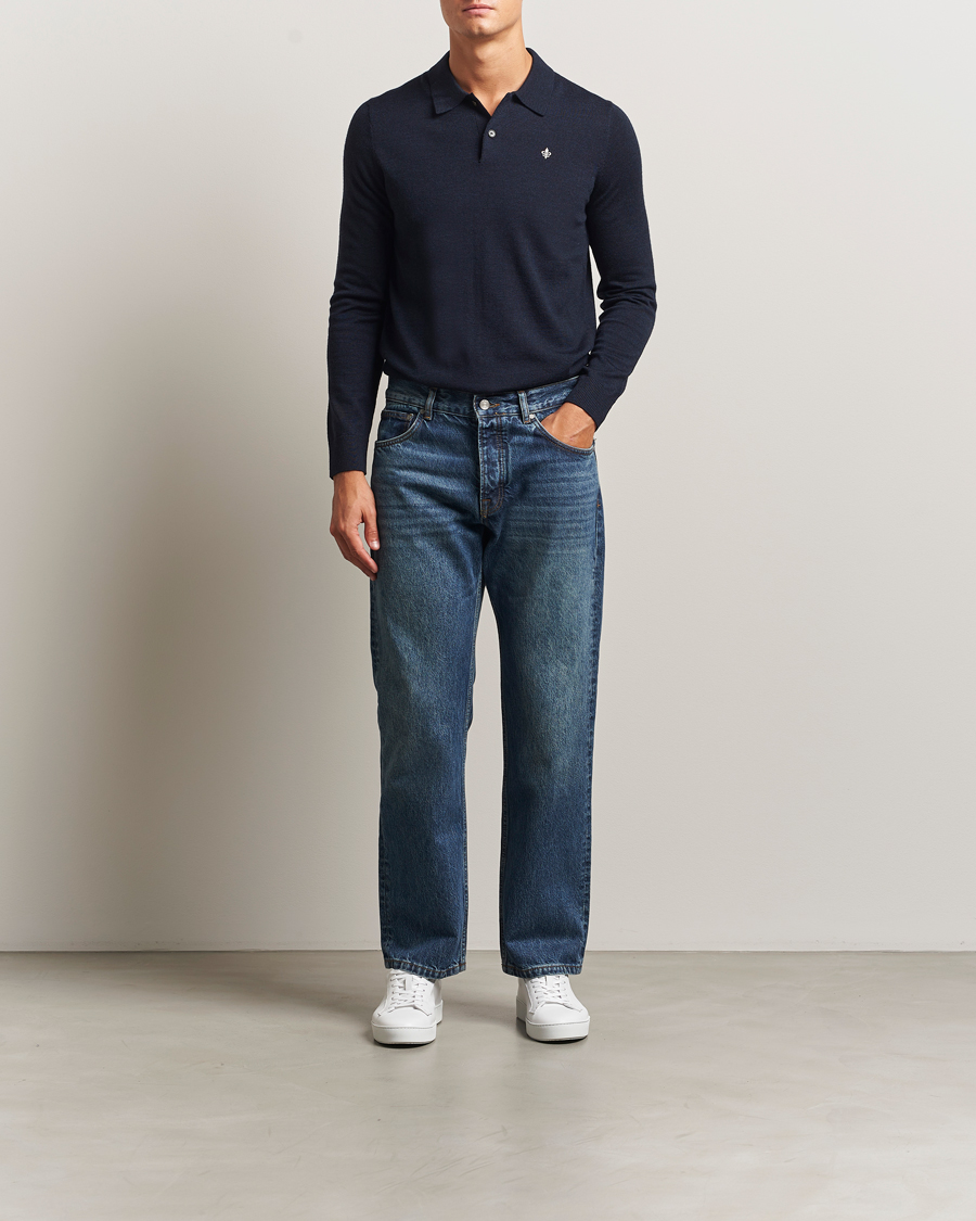 Herre | Trøjer | Morris | Merino Polo Knit Navy