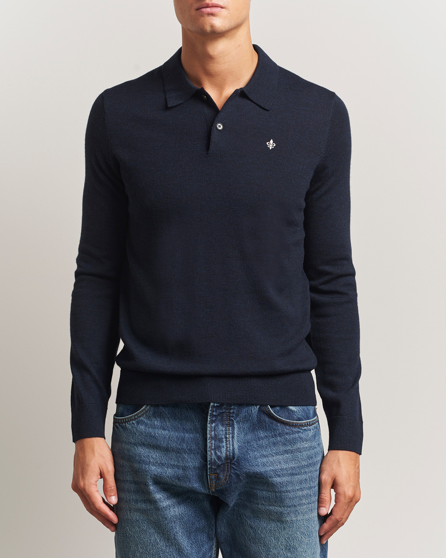 Herre | Trøjer | Morris | Merino Polo Knit Navy