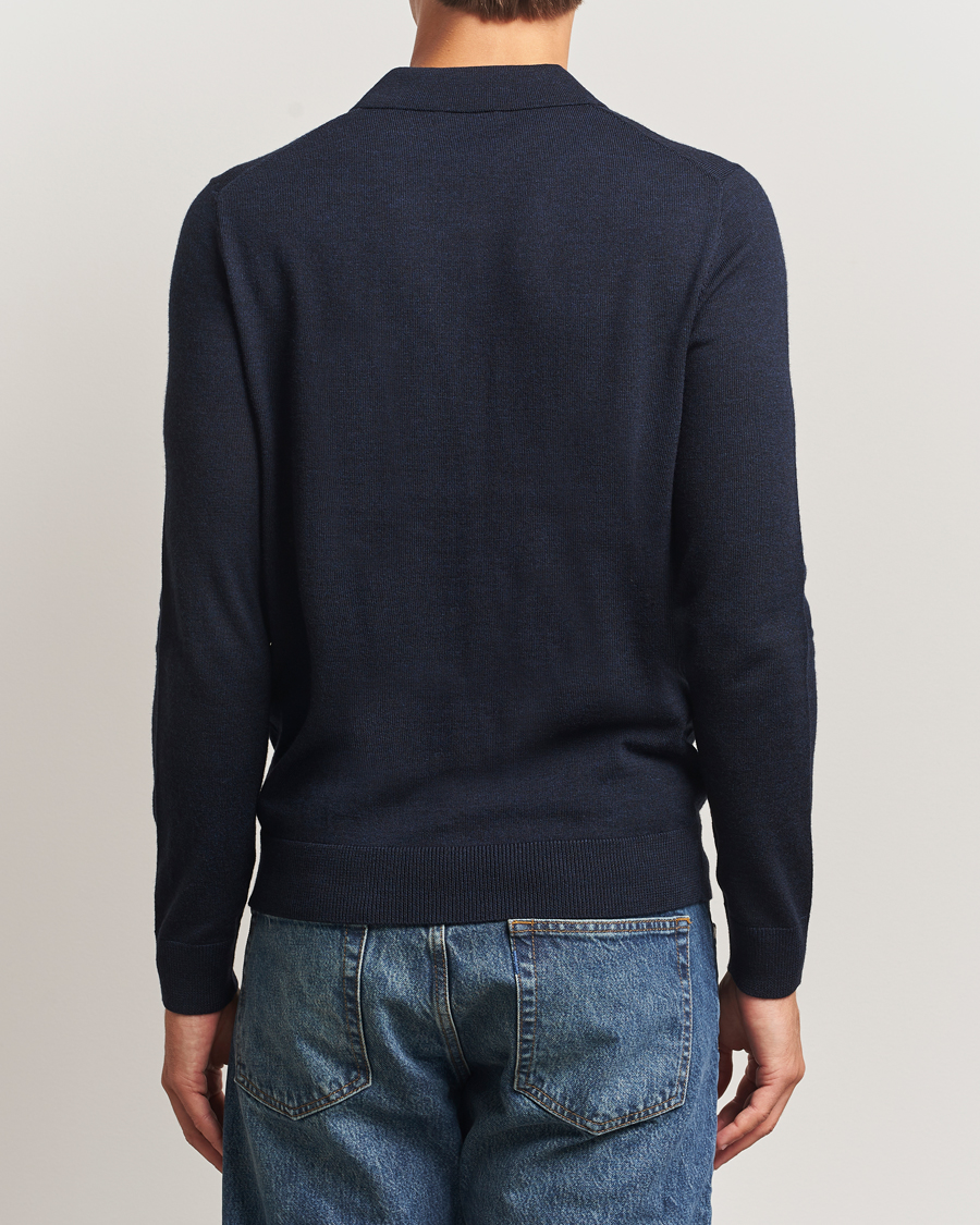 Herre | Trøjer | Morris | Merino Polo Knit Navy