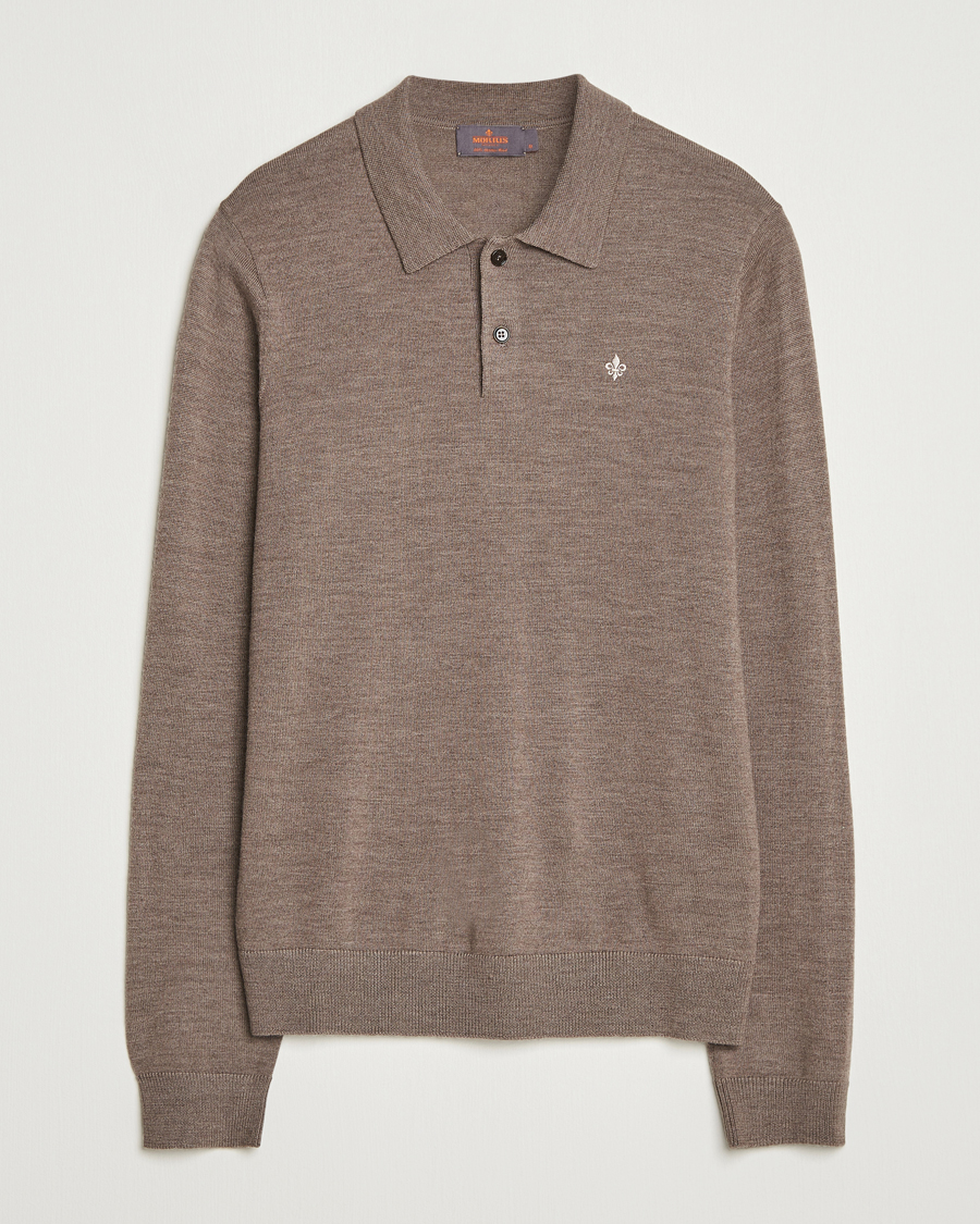 Herre | Trøjer | Morris | Merino Polo Knit Brown