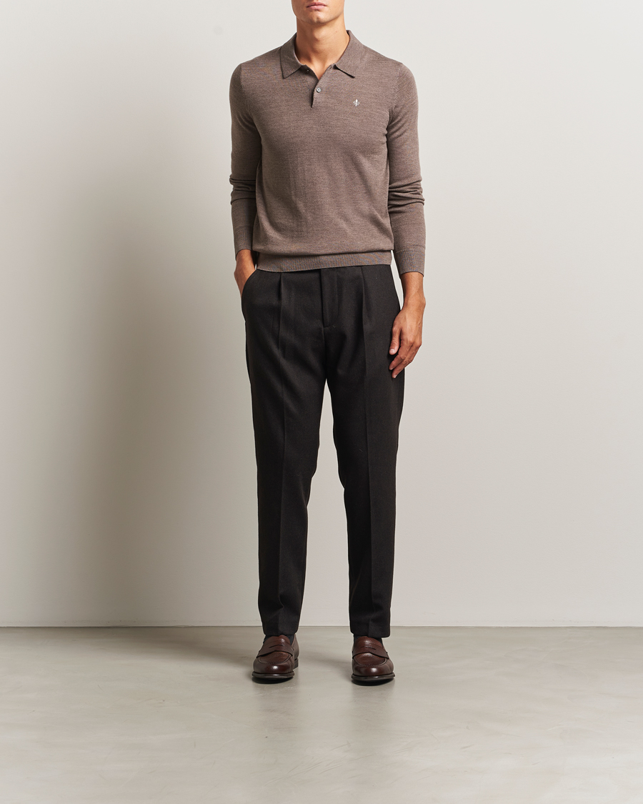 Herre | Trøjer | Morris | Merino Polo Knit Brown