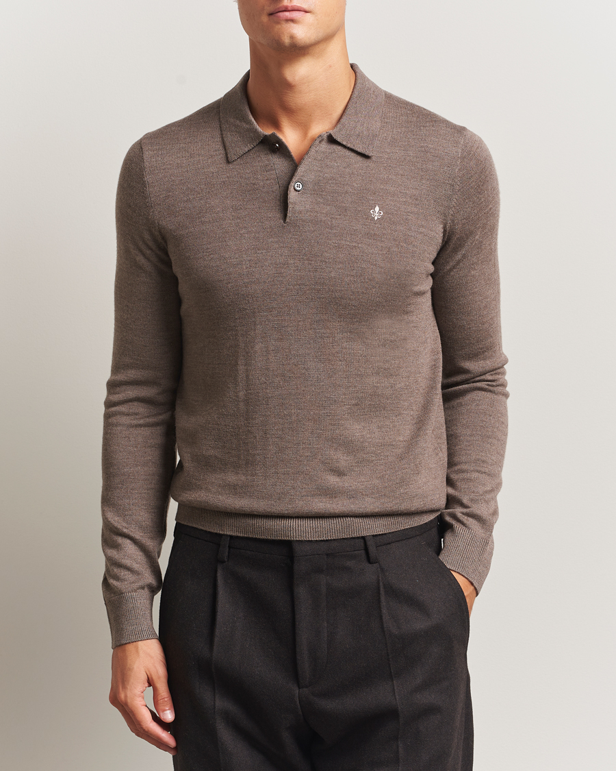 Herre | Trøjer | Morris | Merino Polo Knit Brown