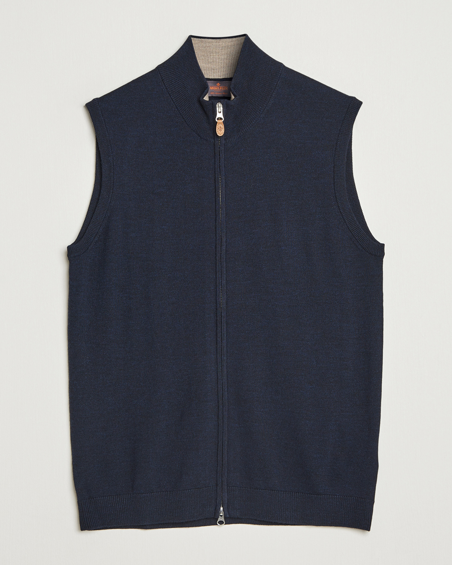 Herre | Trøjer | Morris | Merino Zip Vest Navy