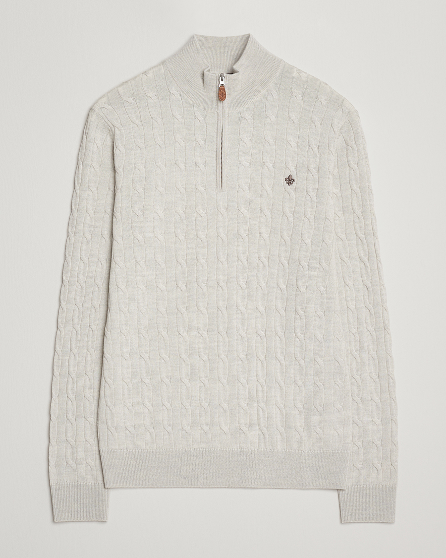 Herre | Trøjer | Morris | Merino Cable Half Zip Off White