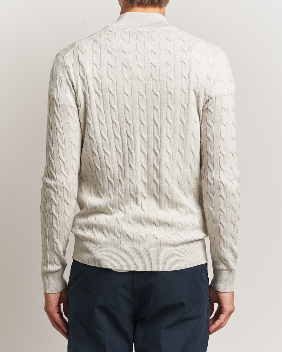 Herre | Trøjer | Morris | Merino Cable Half Zip Off White