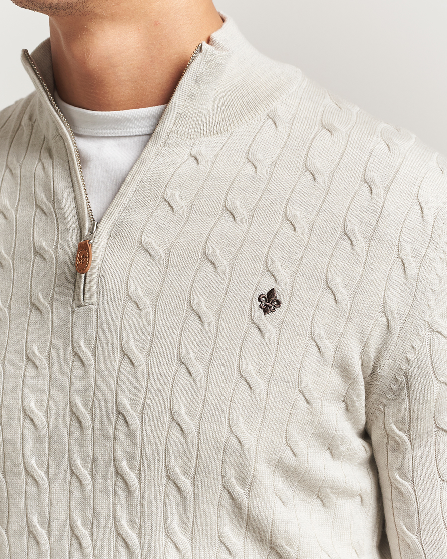 Herre | Trøjer | Morris | Merino Cable Half Zip Off White