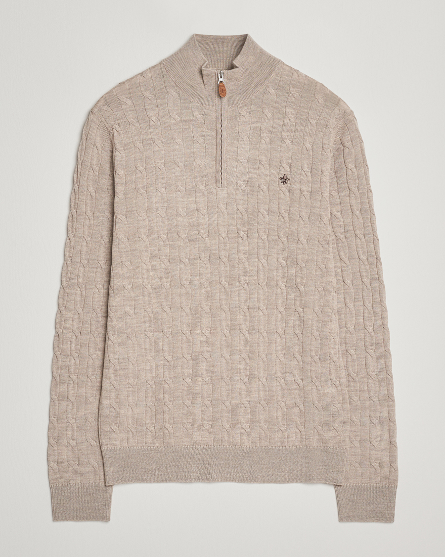 Herre | Trøjer | Morris | Merino Cable Half Zip Khaki