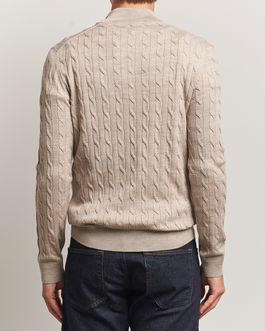 Herre | Trøjer | Morris | Merino Cable Half Zip Khaki