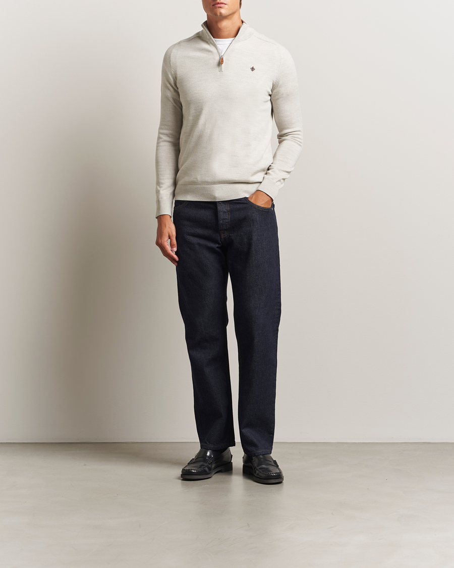 Herre | Trøjer | Morris | John Merino Half Zip Off White