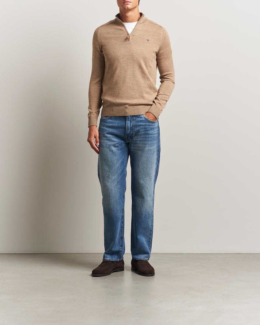 Herre | Trøjer | Morris | John Merino Half Zip Camel