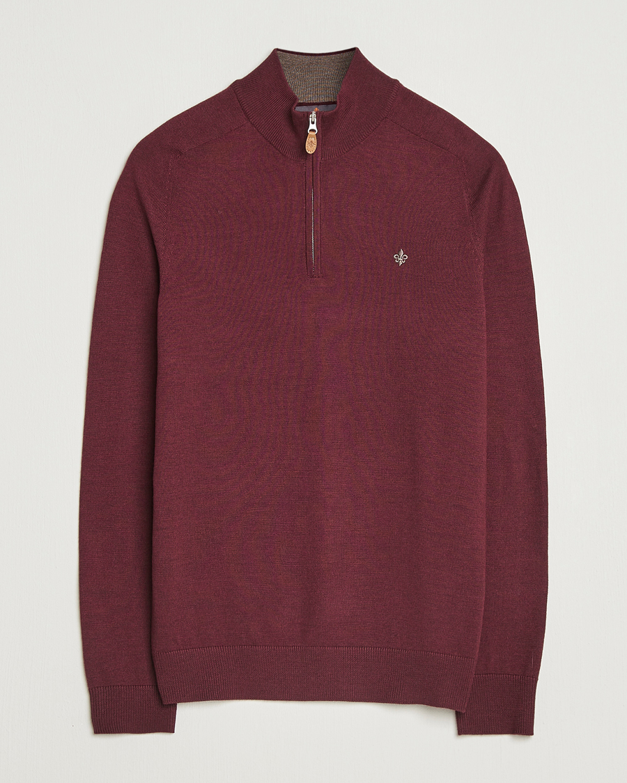 Herre | Trøjer | Morris | John Merino Half Zip Wine Red