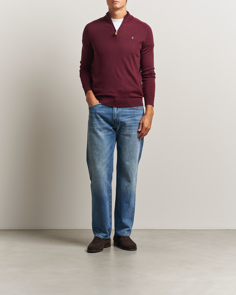 Herre | Trøjer | Morris | John Merino Half Zip Wine Red
