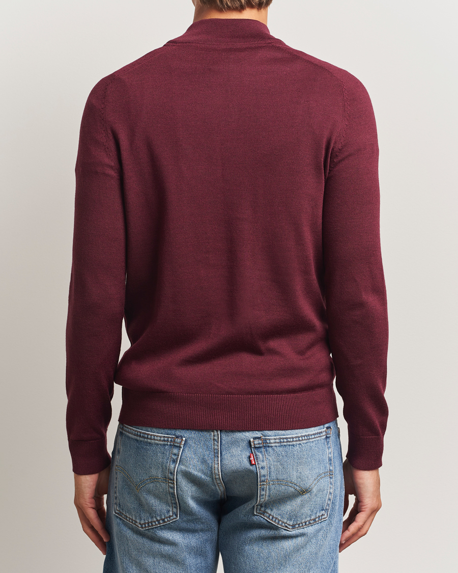 Herre | Trøjer | Morris | John Merino Half Zip Wine Red