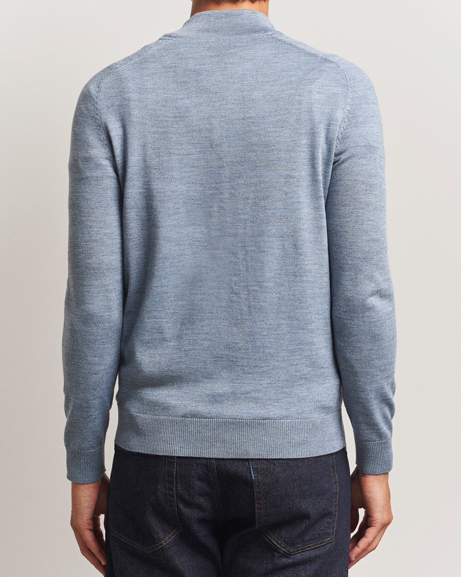 Herre | Trøjer | Morris | John Merino Half Zip Light Blue