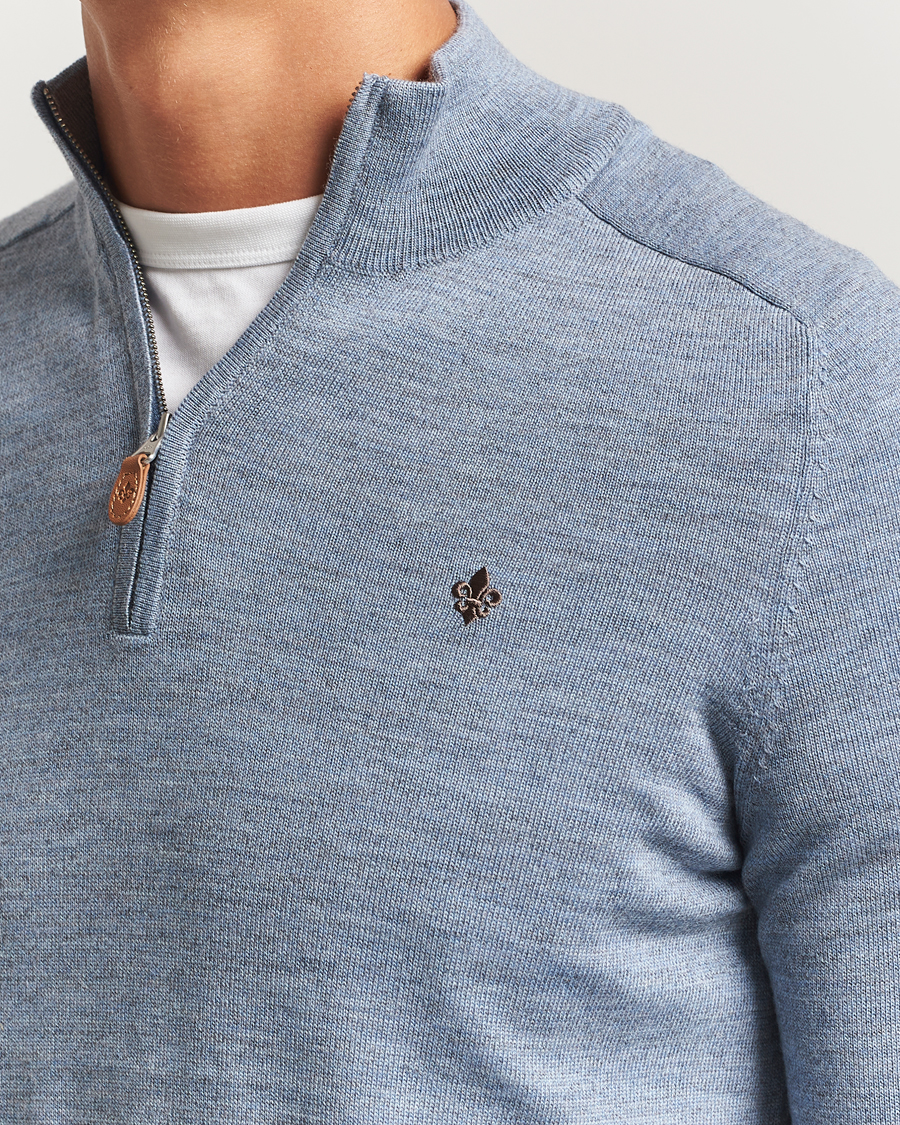 Herre | Trøjer | Morris | John Merino Half Zip Light Blue