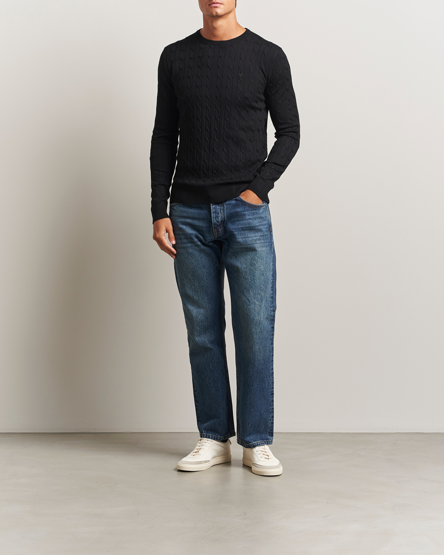 Herre | Trøjer | Morris | Merino Cable O-Neck Black