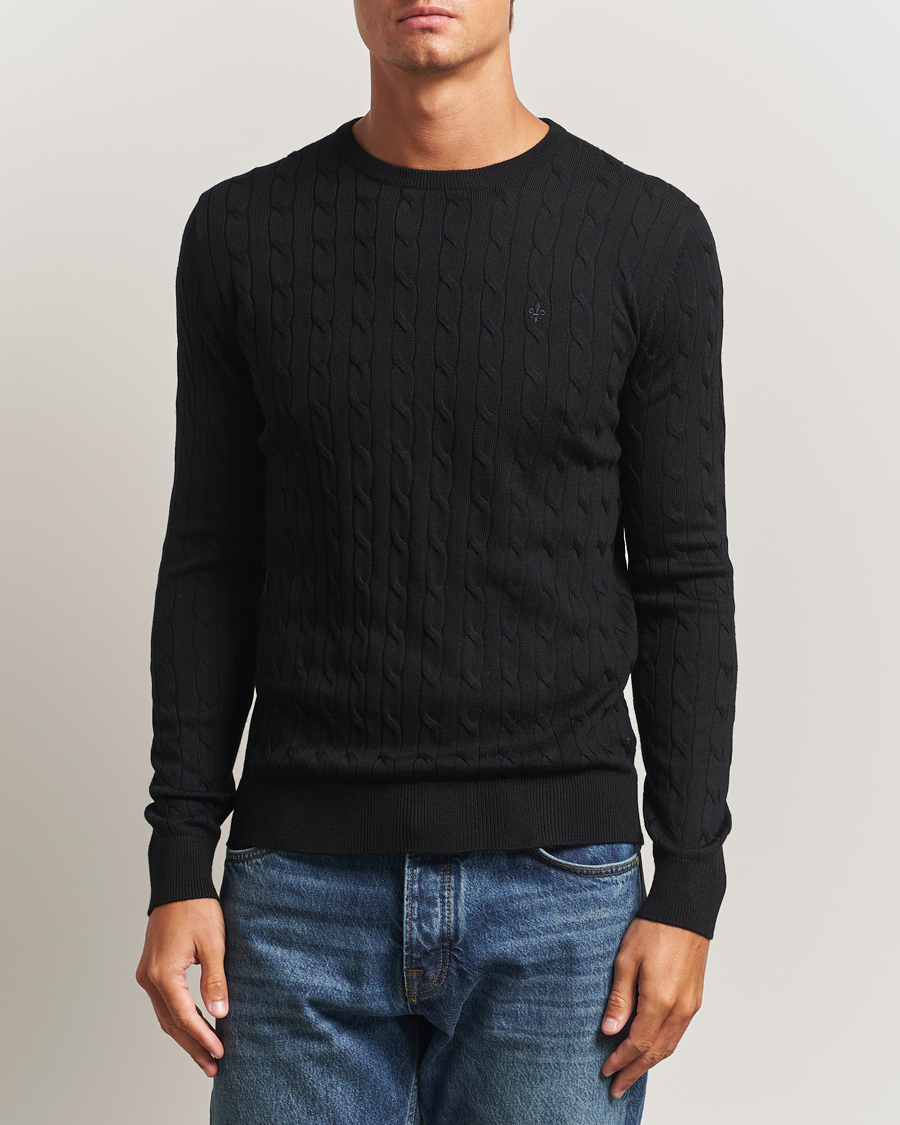 Herre | Trøjer | Morris | Merino Cable O-Neck Black