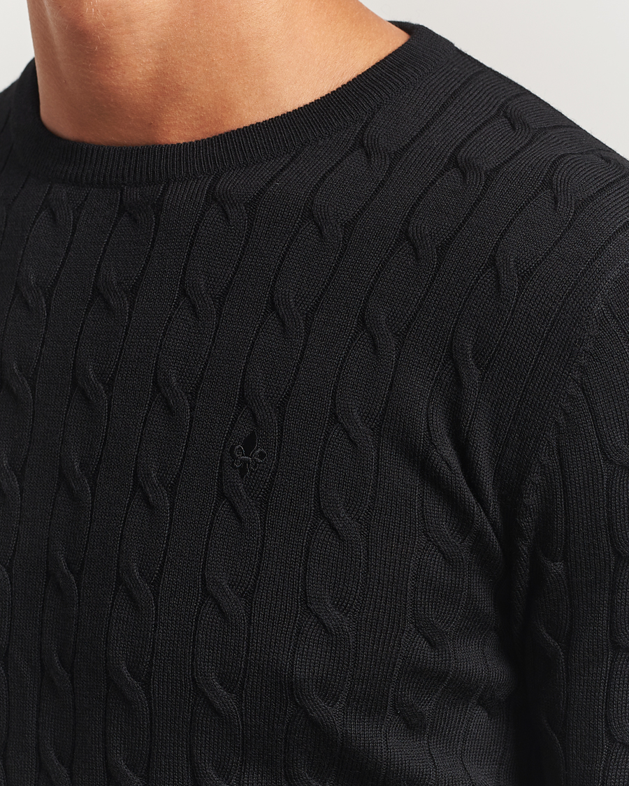 Herre | Trøjer | Morris | Merino Cable O-Neck Black