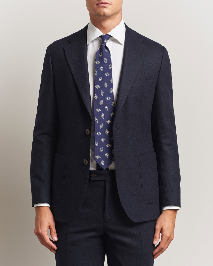 Herre | Blazere & jakker | Morris | Flannel Wool Blazer Navy