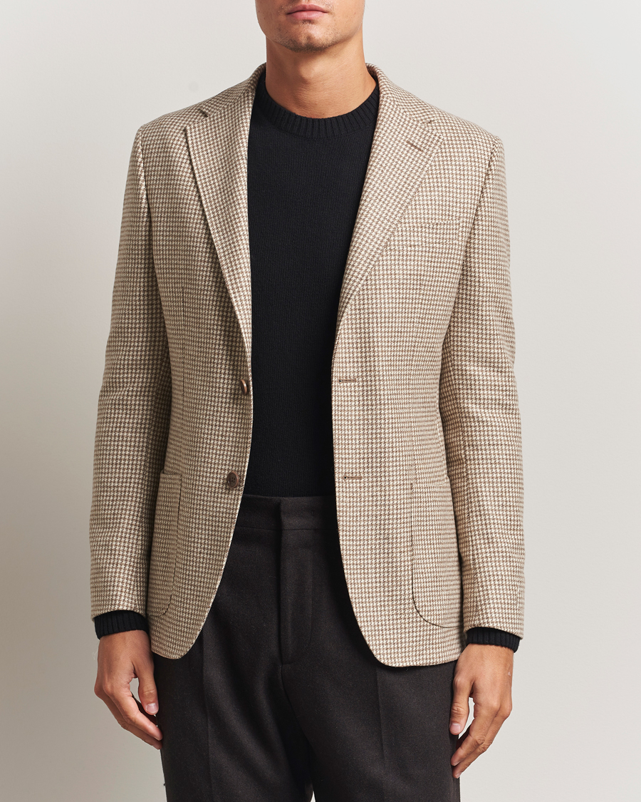 Herre | Blazere & jakker | Morris | Wool Silk Houndstooth Blazer Khaki