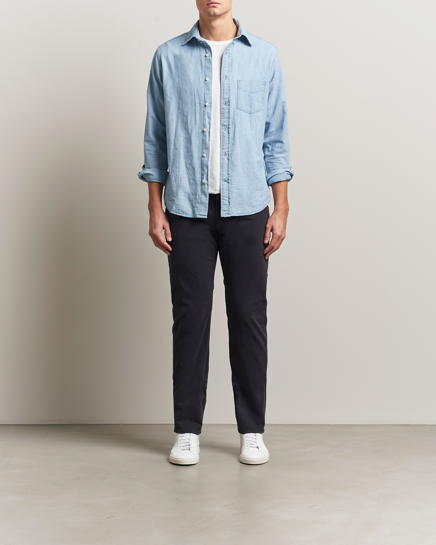 Herre | Bukser | Morris | James Brushed 5-Pocket Pants Blue