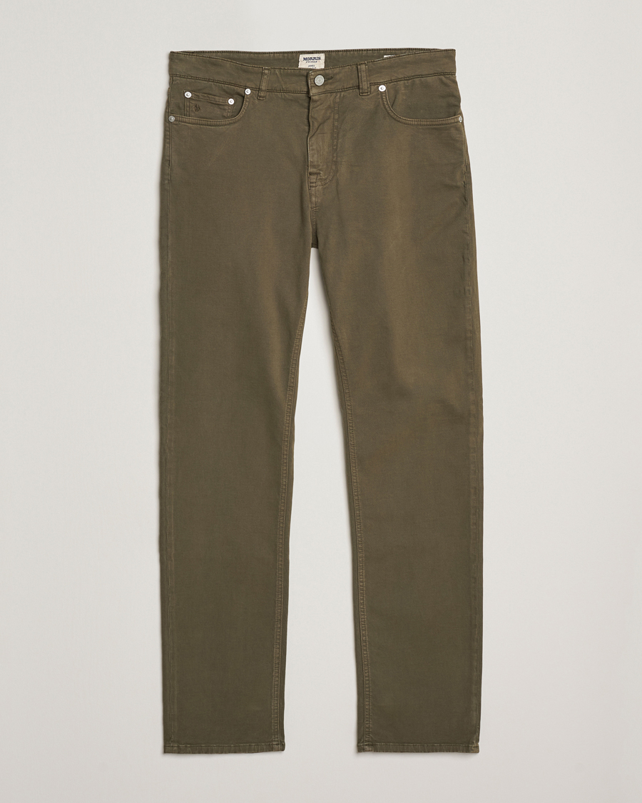 Herre | Bukser | Morris | James Brushed 5-Pocket Pants Olive