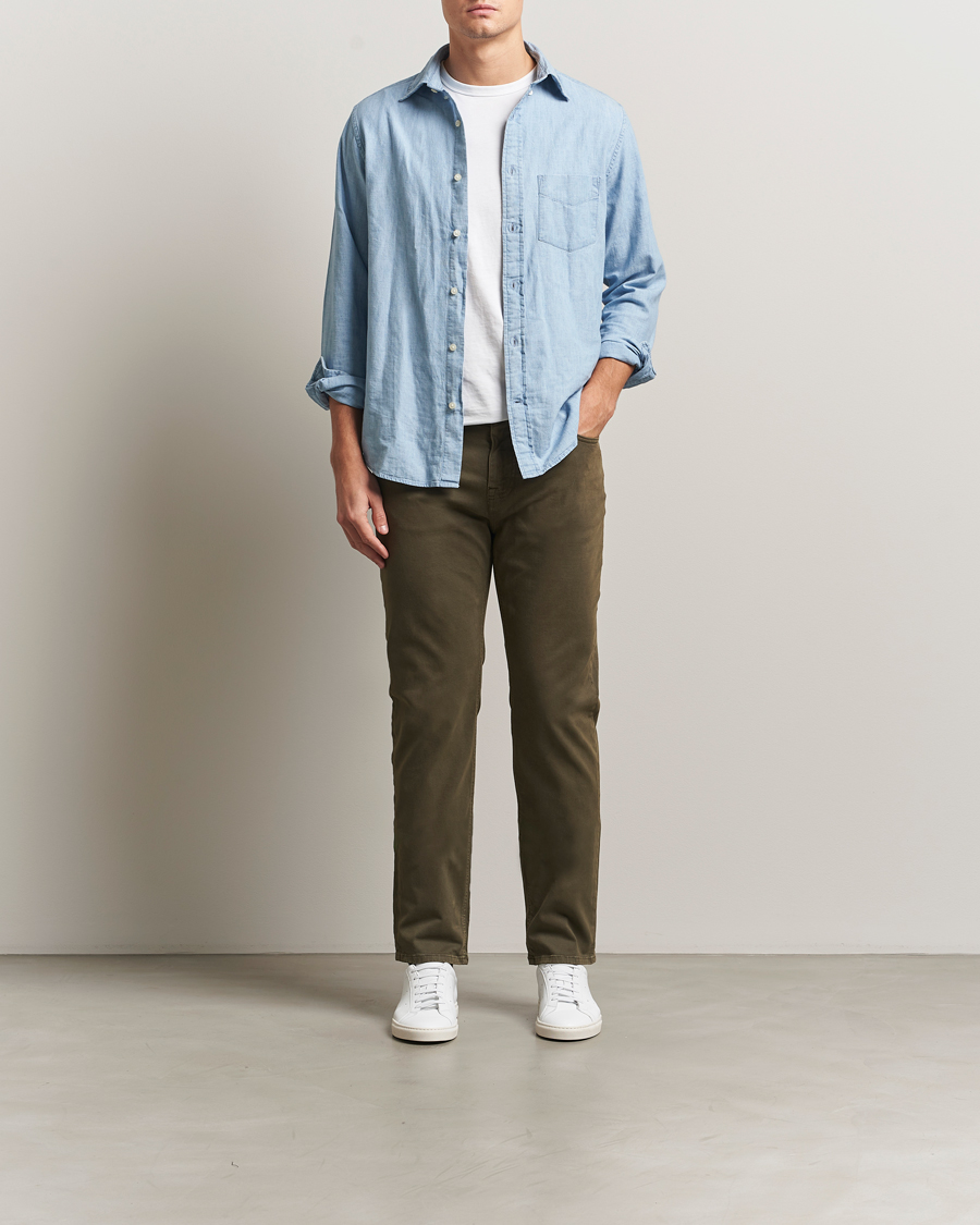 Herre | Bukser | Morris | James Brushed 5-Pocket Pants Olive