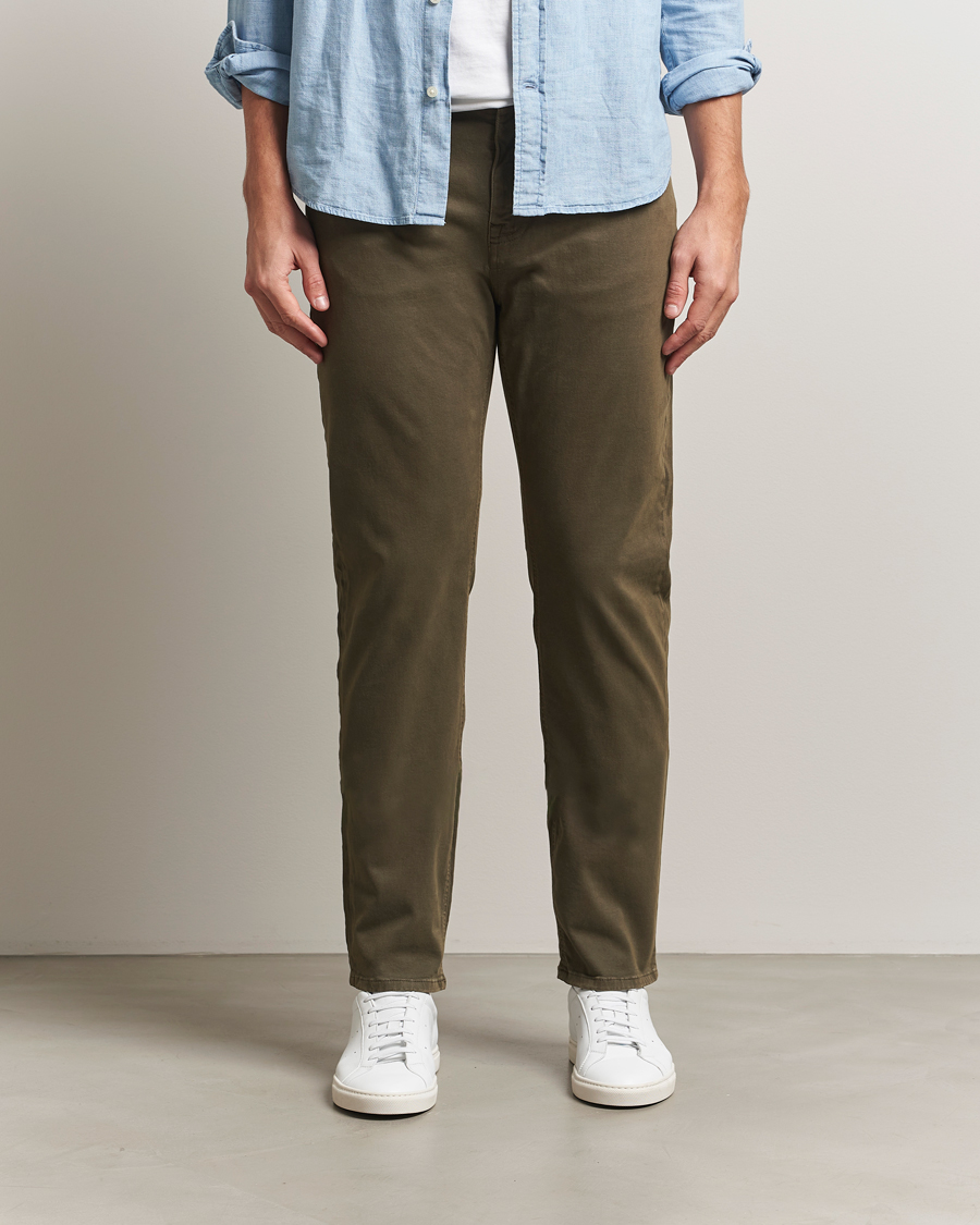 Herre | Bukser | Morris | James Brushed 5-Pocket Pants Olive