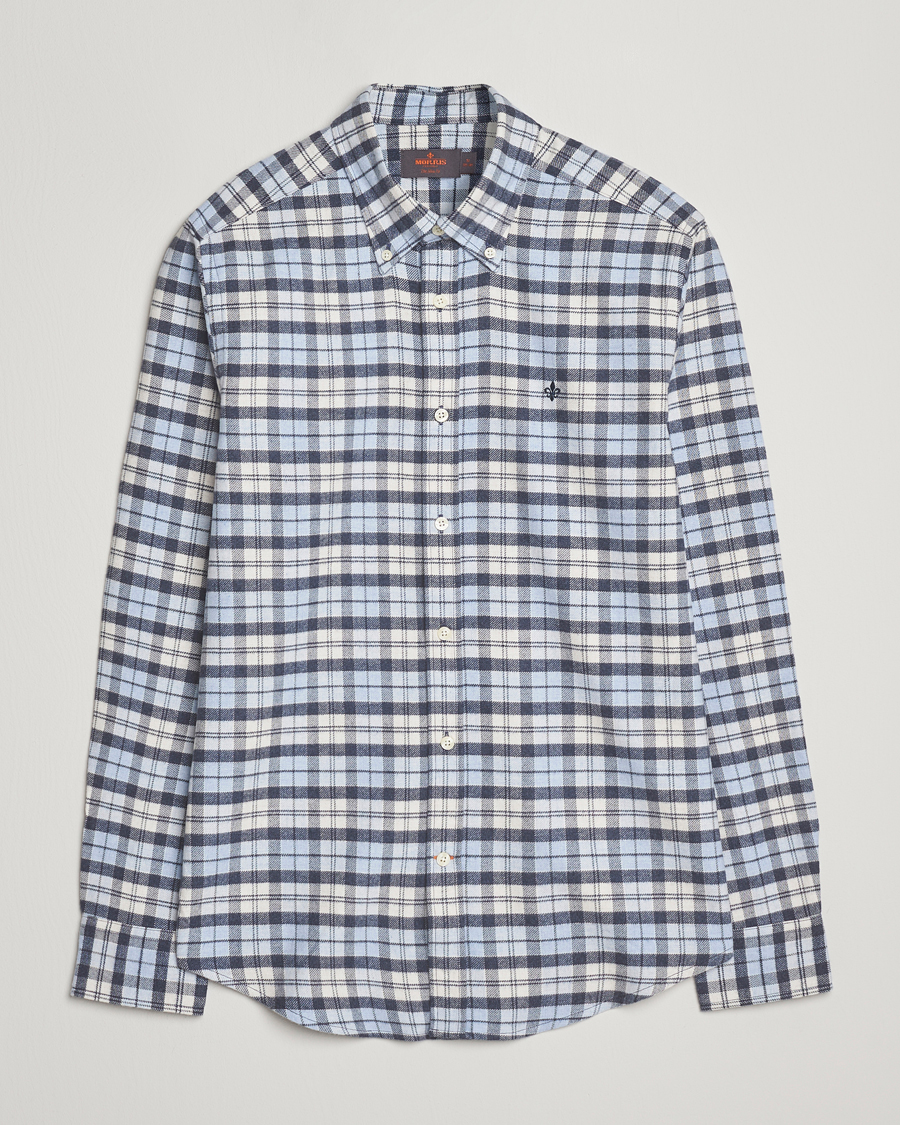 Herre | Skjorter | Morris | Flannel Check Shirt Light Blue