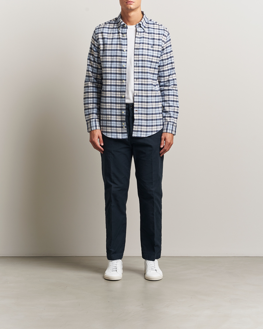 Herre | Skjorter | Morris | Flannel Check Shirt Light Blue