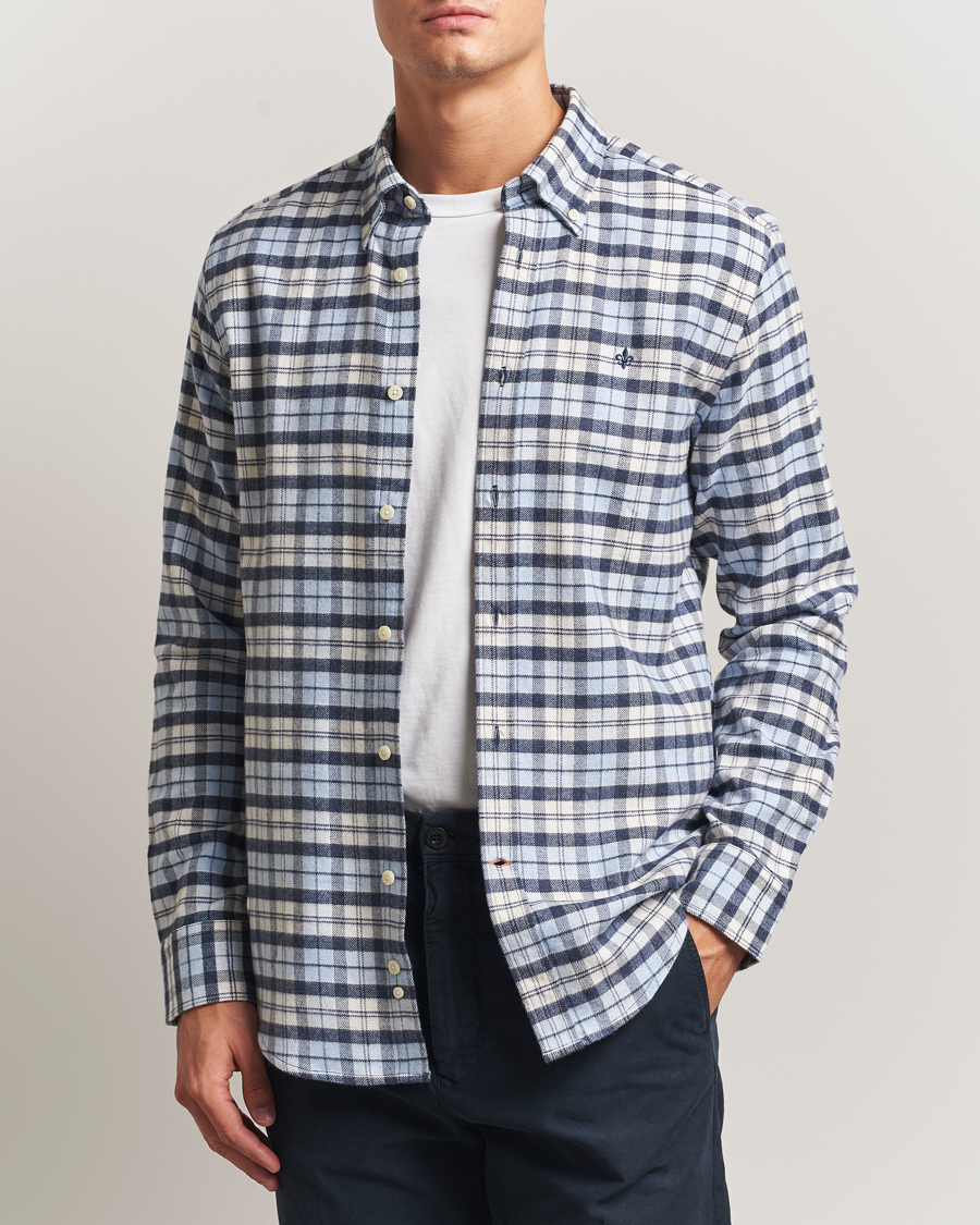 Herre | Skjorter | Morris | Flannel Check Shirt Light Blue