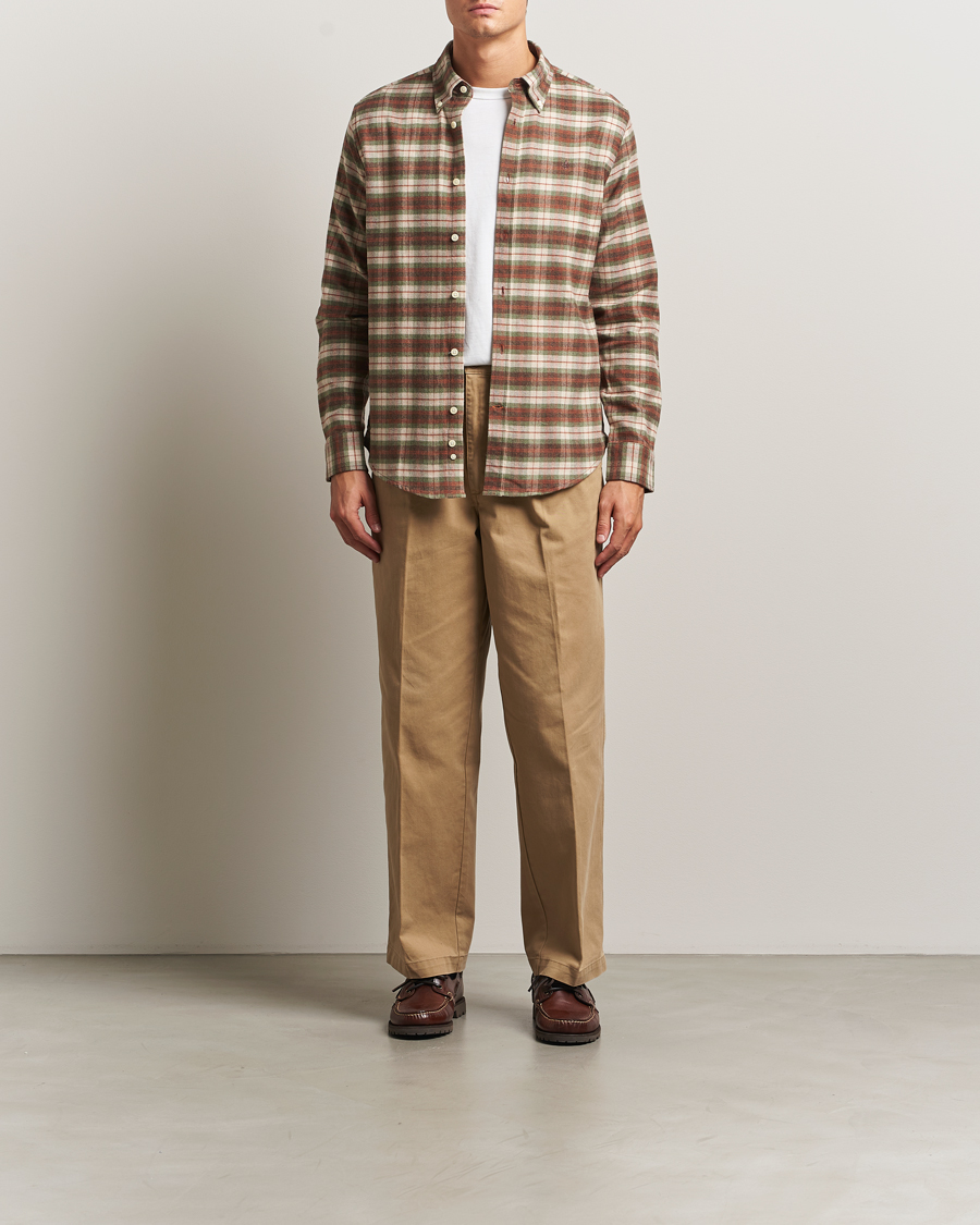 Herre | Skjorter | Morris | Flannel Check Shirt Olive