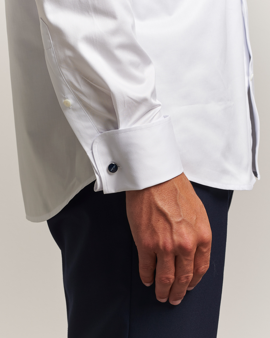 Herre | Skjorter | Stenströms | Regular Fit Cotton Twill Double Cuff Shirt White