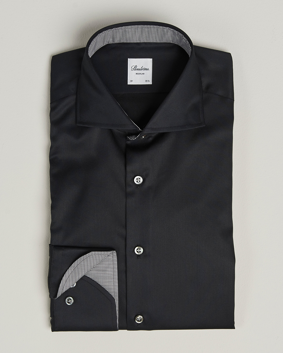 Herre | Skjorter | Stenströms | Regular Fit Contrast Shirt Black