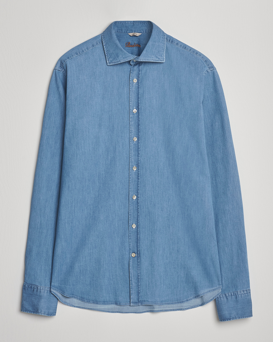 Herre | Skjorter | Stenströms | Regular Fit Garment Washed Shirt Light Denim